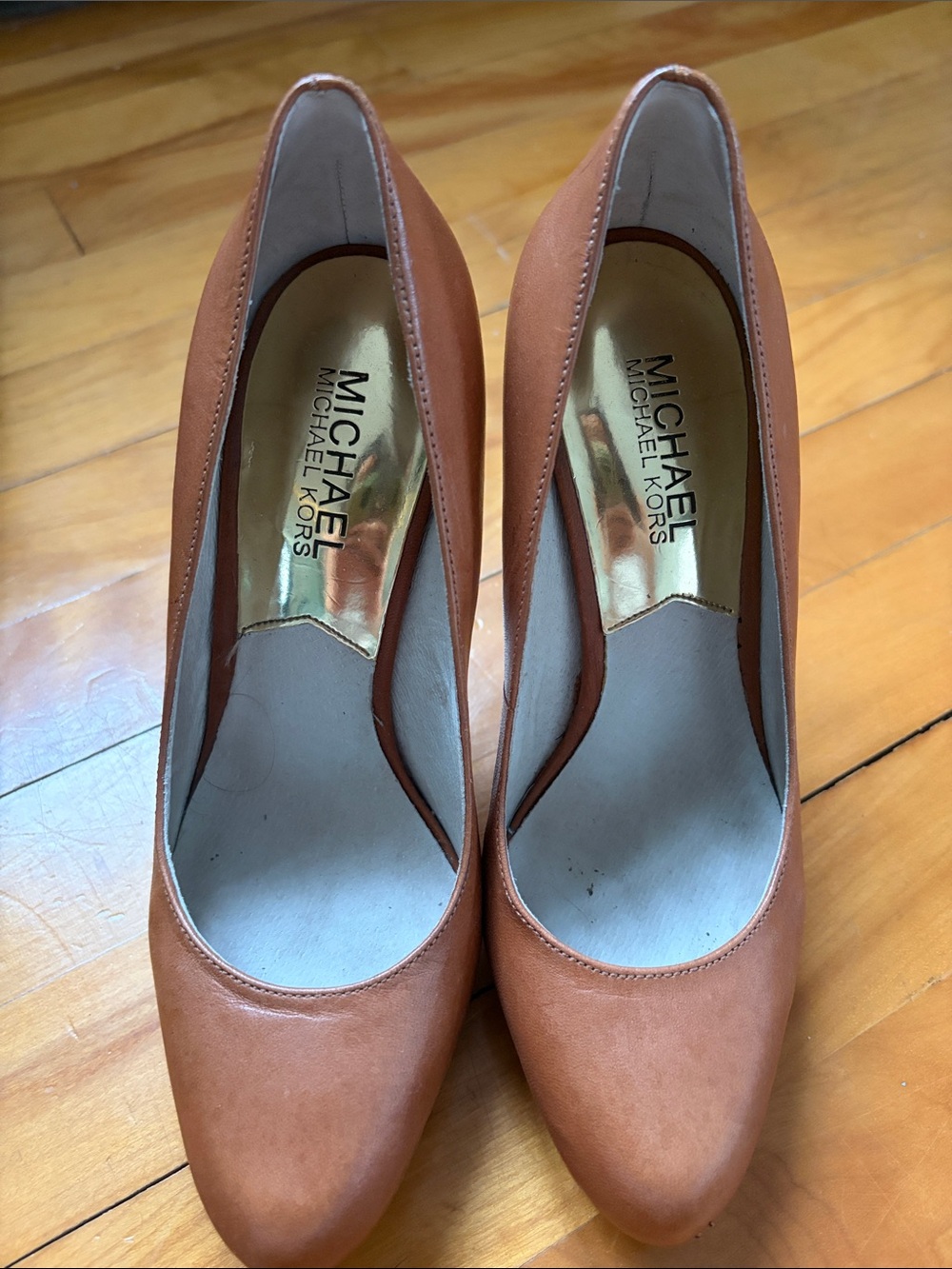 Michael Kors Cognac Leather Pointed-Toe Pumps